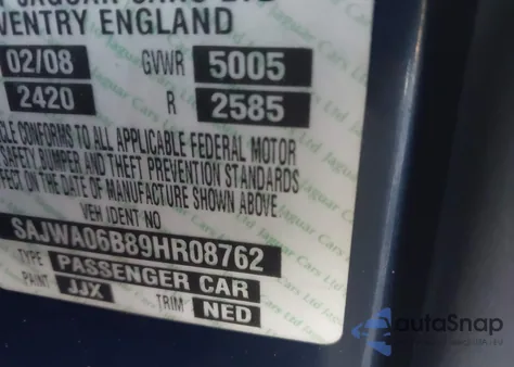 2009 Jaguar Xf Premium Luxury z USA, uszkodzony, nr VIN SAJWA06B89HR08762